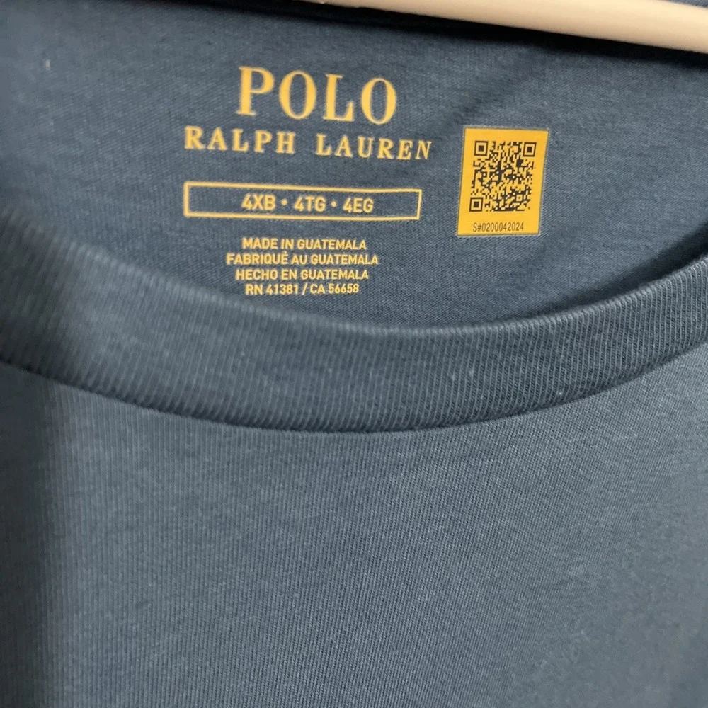 Polo Ralph Lauren Mens 4XB Blue T-Shirt New Big & Tall Varsity Logo Graphic Tee